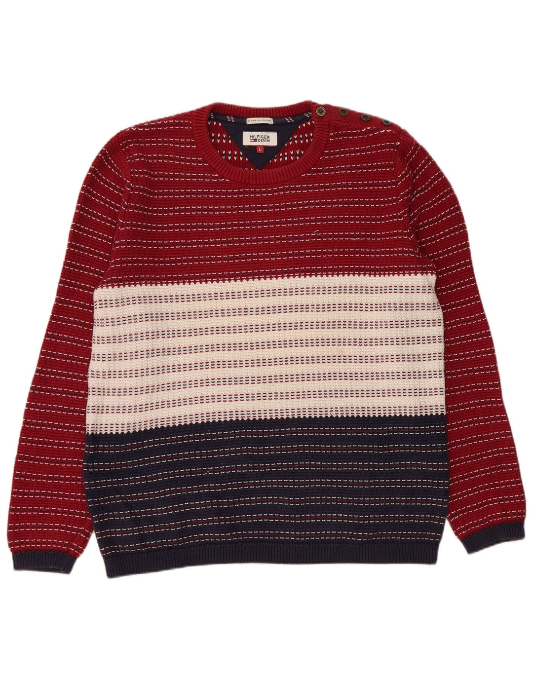 Tommy Hilfiger Jersey con Cuello Redondo para Hombre, Jersey Grande, Rayas Multicolores