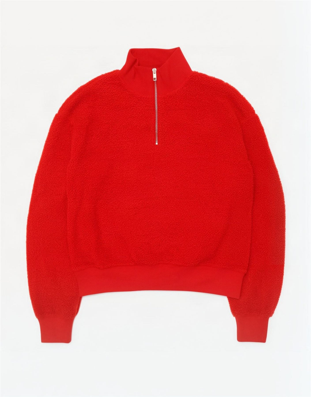 Topshop Jersey de forro polar con cuello y cremallera extragrande para mujer UK 10 Small Poliéster rojo