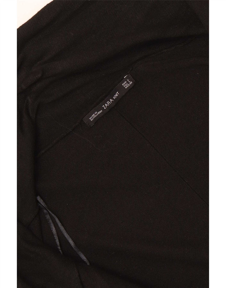 Zara Mujer Cárdigan Abierto Suéter UK 44 Grande Negro