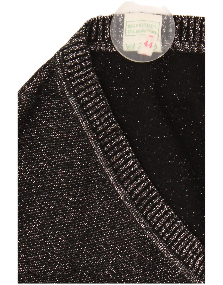 Vintage mujer chaleco camiseta sin mangas IT 44 gris medio moteado poliacrílico