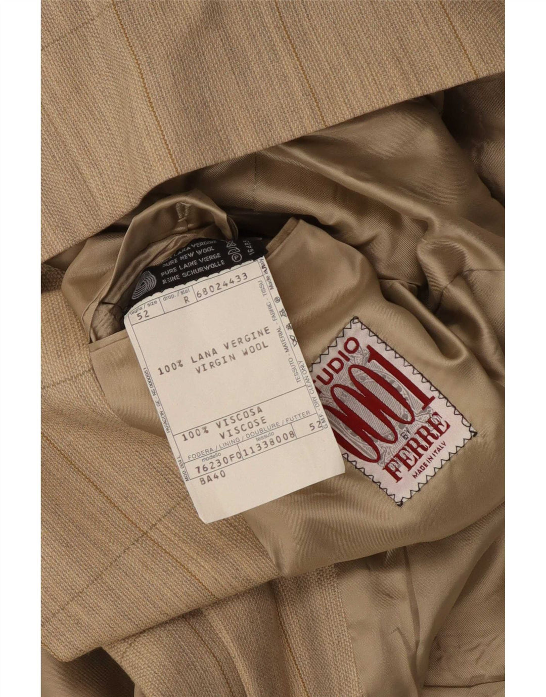 Chaqueta tipo blazer de 2 botones para hombre Ferre IT 52 XL Lana virgen a cuadros beige