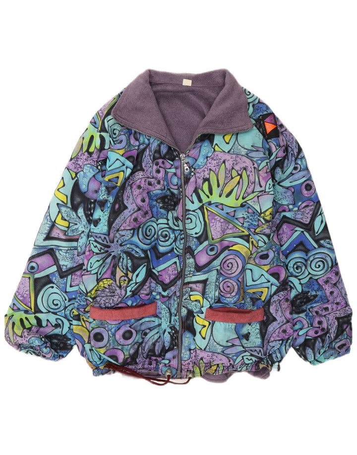 Vintage hombres cortavientos chaqueta Reino Unido 38 medio multicolor geométrico