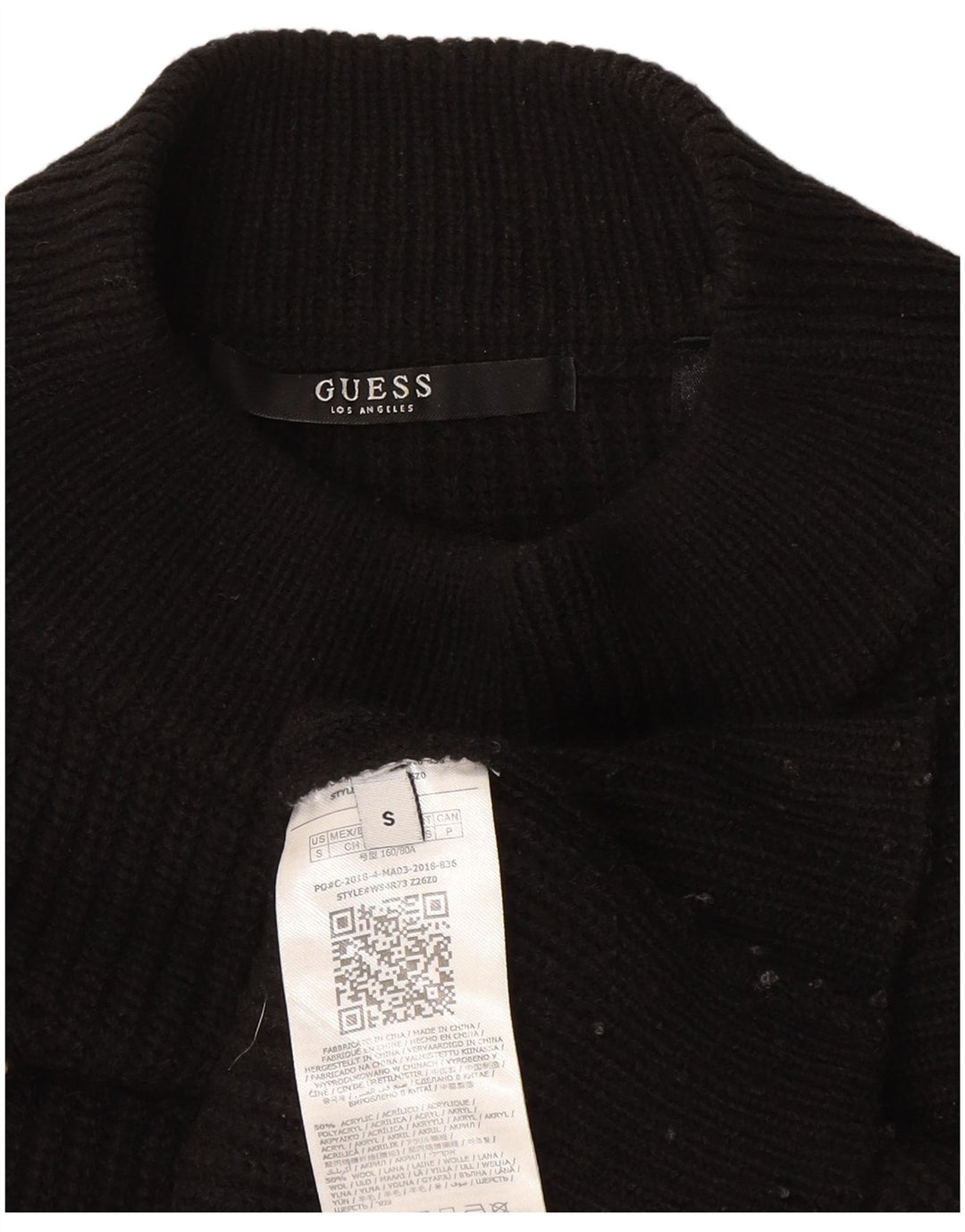 Guess Suéter extragrande con cuello de tortuga para mujer UK 10 Small Acrílico negro