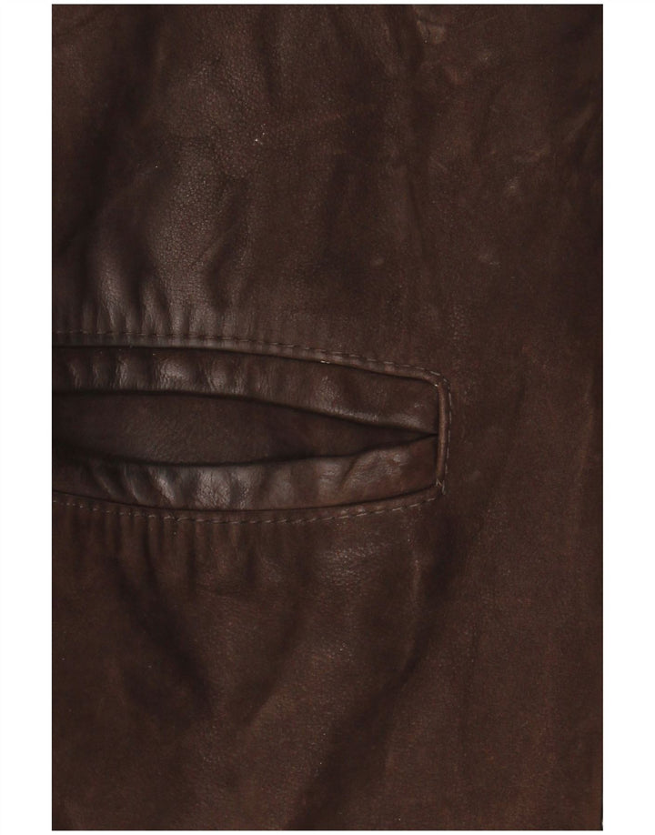 Chaqueta de cuero vintage para hombre IT 48 cuero marrón medio