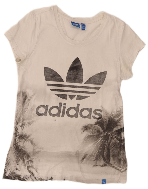 Adidas - Camiseta gráfica para mujer, talla 40, algodón floral blanco mediano