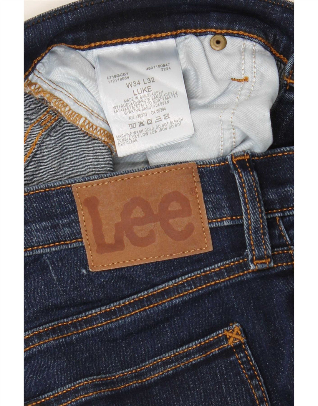 Lee Vaqueros ajustados Luke para hombre W34 L32 Algodón azul marino