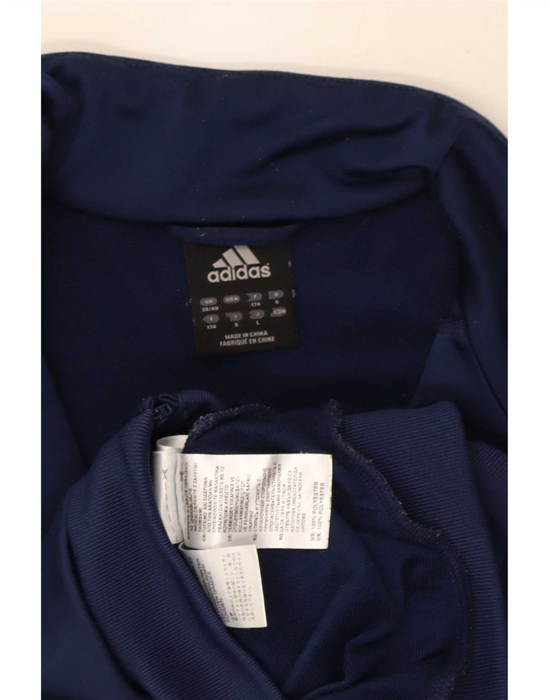 Adidas Hombre Chándal Top Chaqueta UK 38/40 Medio Azul Marino Poliéster