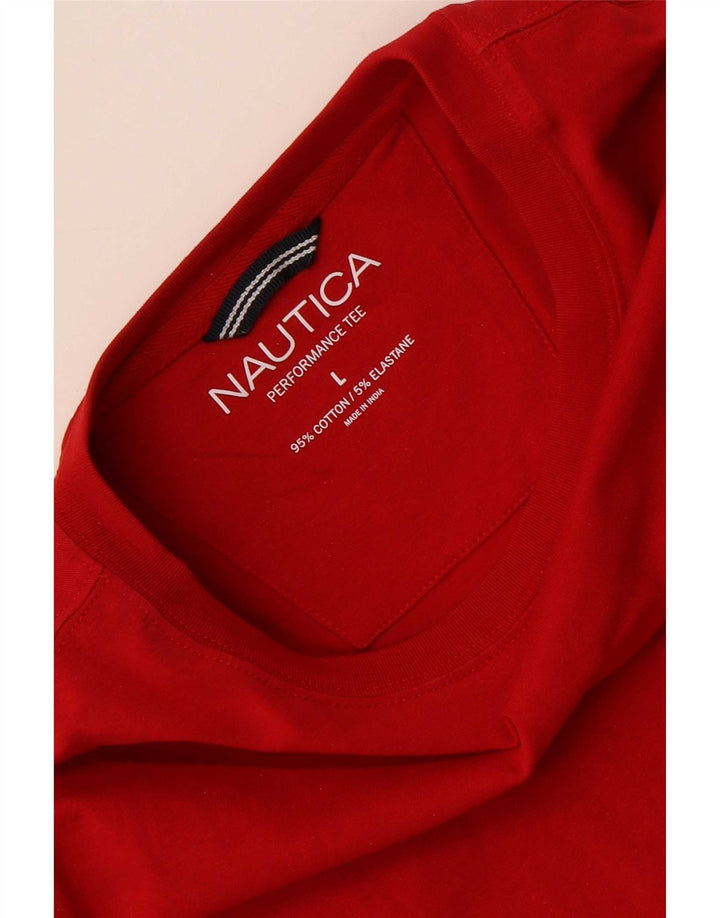 Nautica Camiseta para hombre Top grande de algodón rojo
