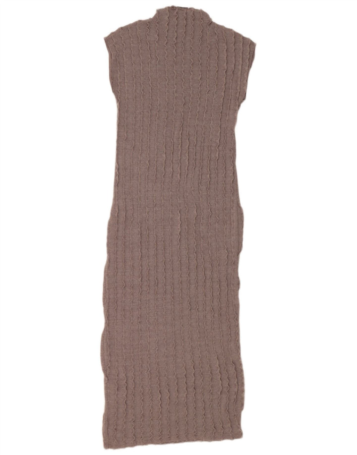 Zara Vestido largo sin mangas para mujer, talla 40, color gris medio
