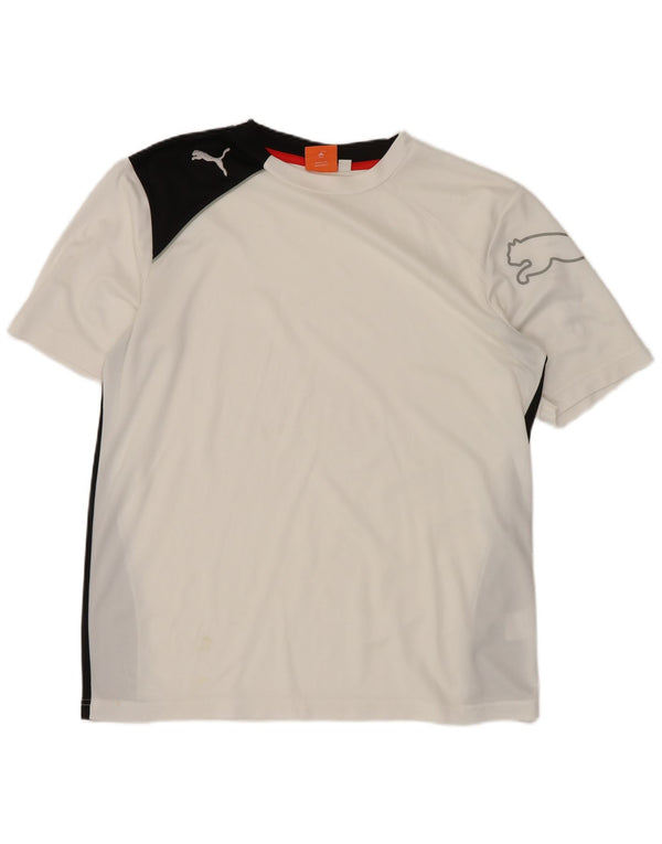 Puma Camiseta gráfica para hombre Top Small White Colorblock