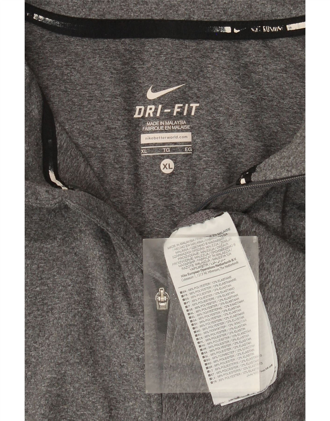Nike Camiseta Dri Fit con cuello y cremallera de manga larga para hombre XL Poliéster moteado gris
