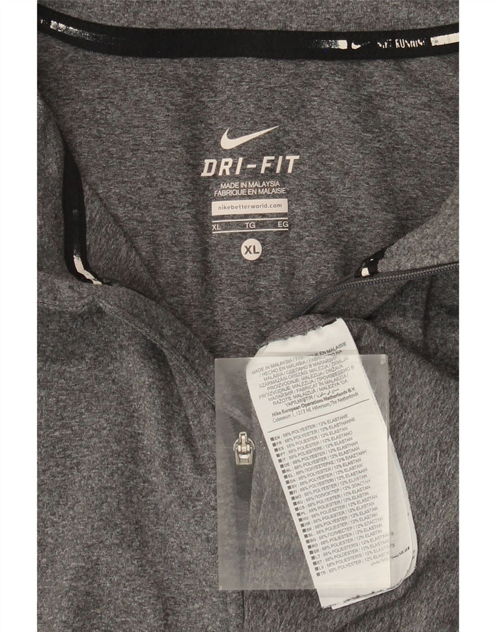 Nike Camiseta Dri Fit con cuello y cremallera de manga larga para hombre XL Poliéster moteado gris