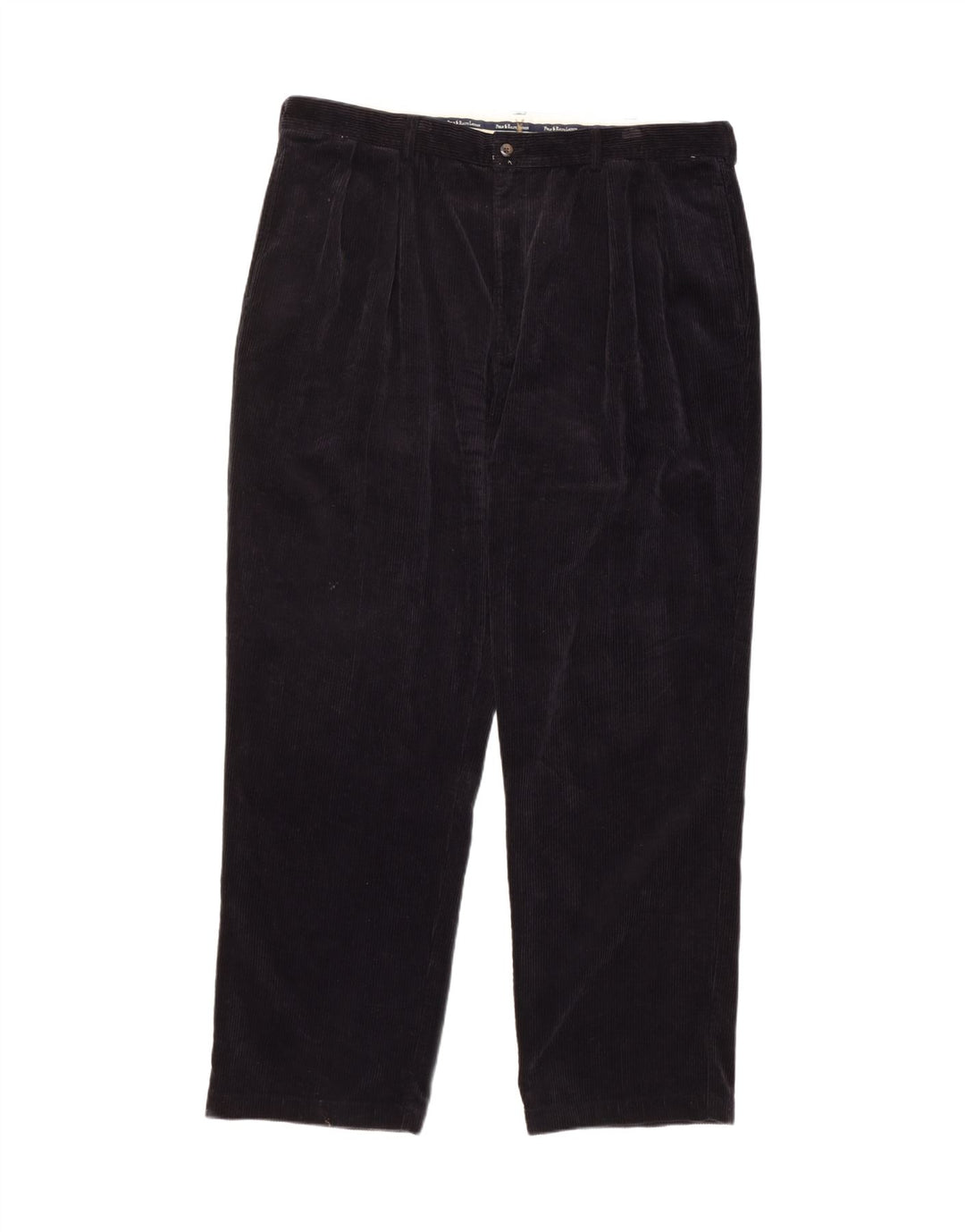 POLO RALPH LAUREN Pantalones de pana con pinzas para hombre W42 L32 Algodón negro
