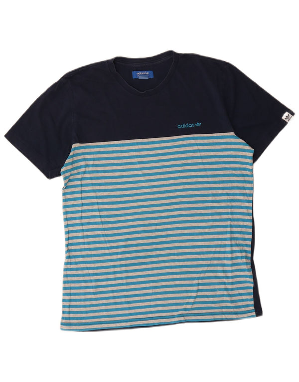 Camiseta Adidas Hombre Top Medium Azul Marino Rayas Algodón