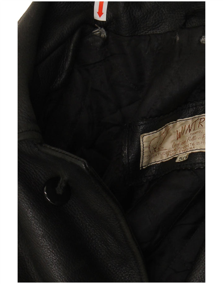 Chaqueta de cuero vintage para hombre IT 50 cuero negro grande