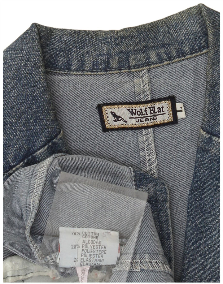 VINTAGE Chaqueta de mezclilla para mujer Reino Unido 14 Grande Azul Algodón Clásico