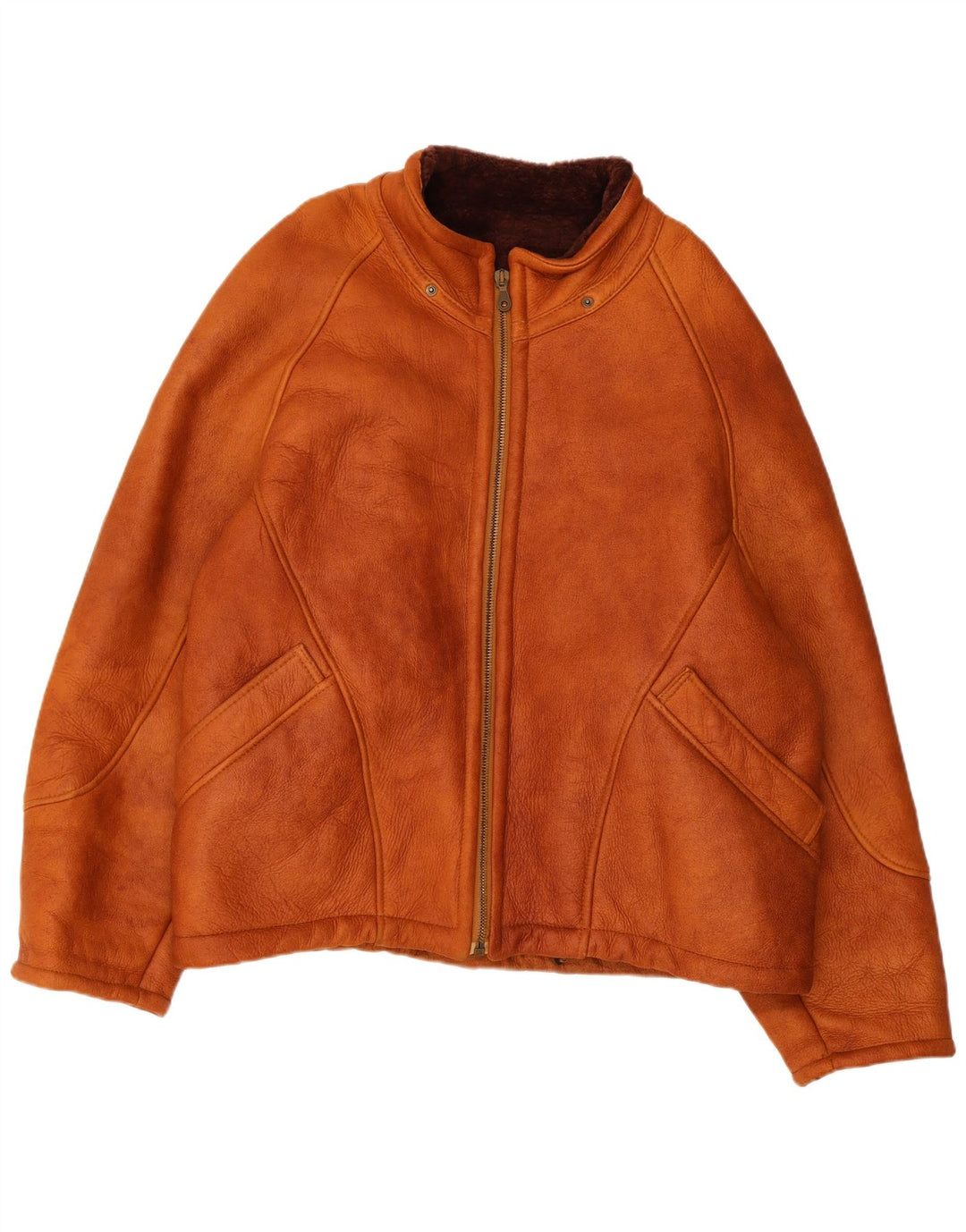 Vintage mujer shearling chaqueta Reino Unido 12 marrón medio