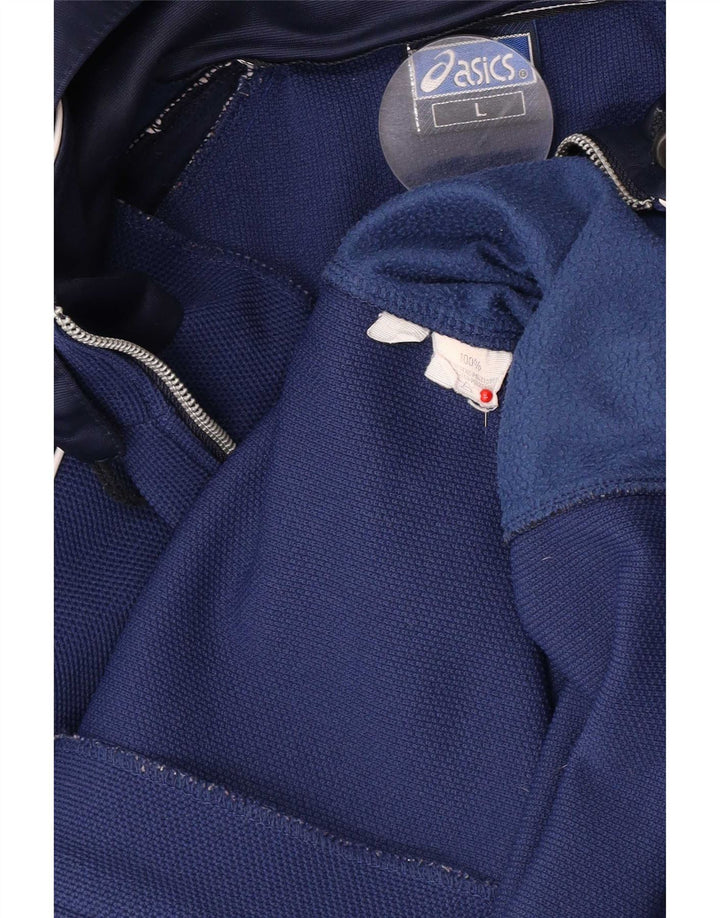 Asics Hombre Graphic Hooded Chándal Top Chaqueta Grande Azul Colorblock