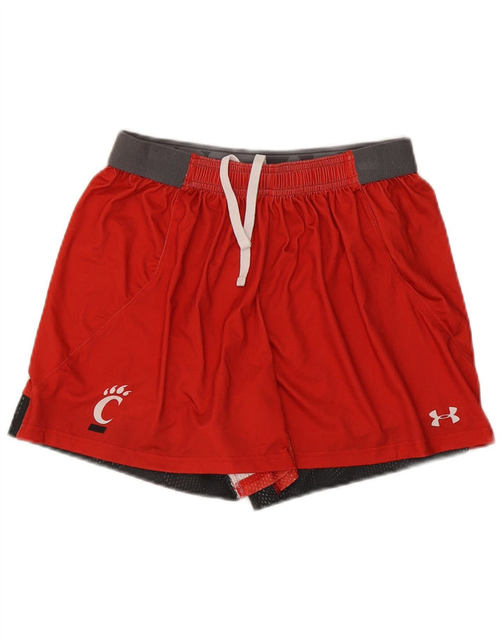 Under Armour Pantalones cortos deportivos para mujer UK 10 Small Rojo Colorblock Poliéster