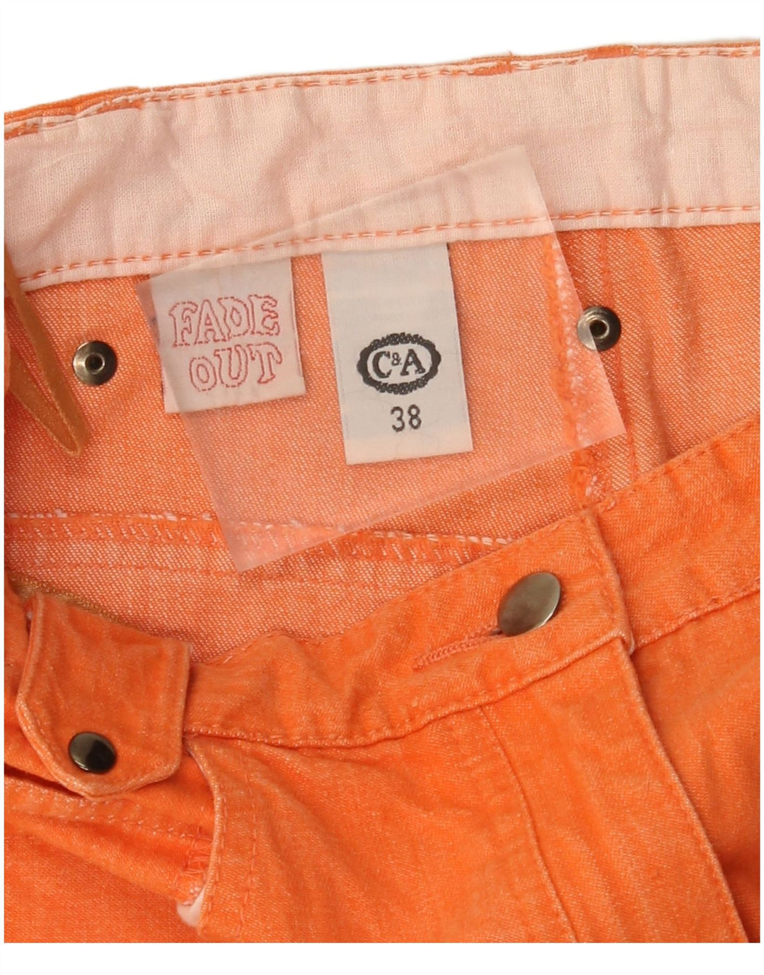 C&A Pantalones casuales cónicos de cintura alta para mujer EU 38 Medium W26 L31 Naranja