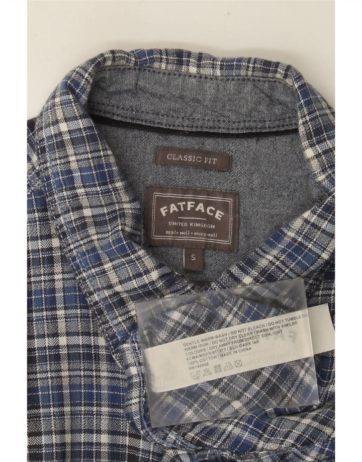 Camisa de franela de corte clásico para hombre FAT FACE Algodón a cuadros azul pequeño