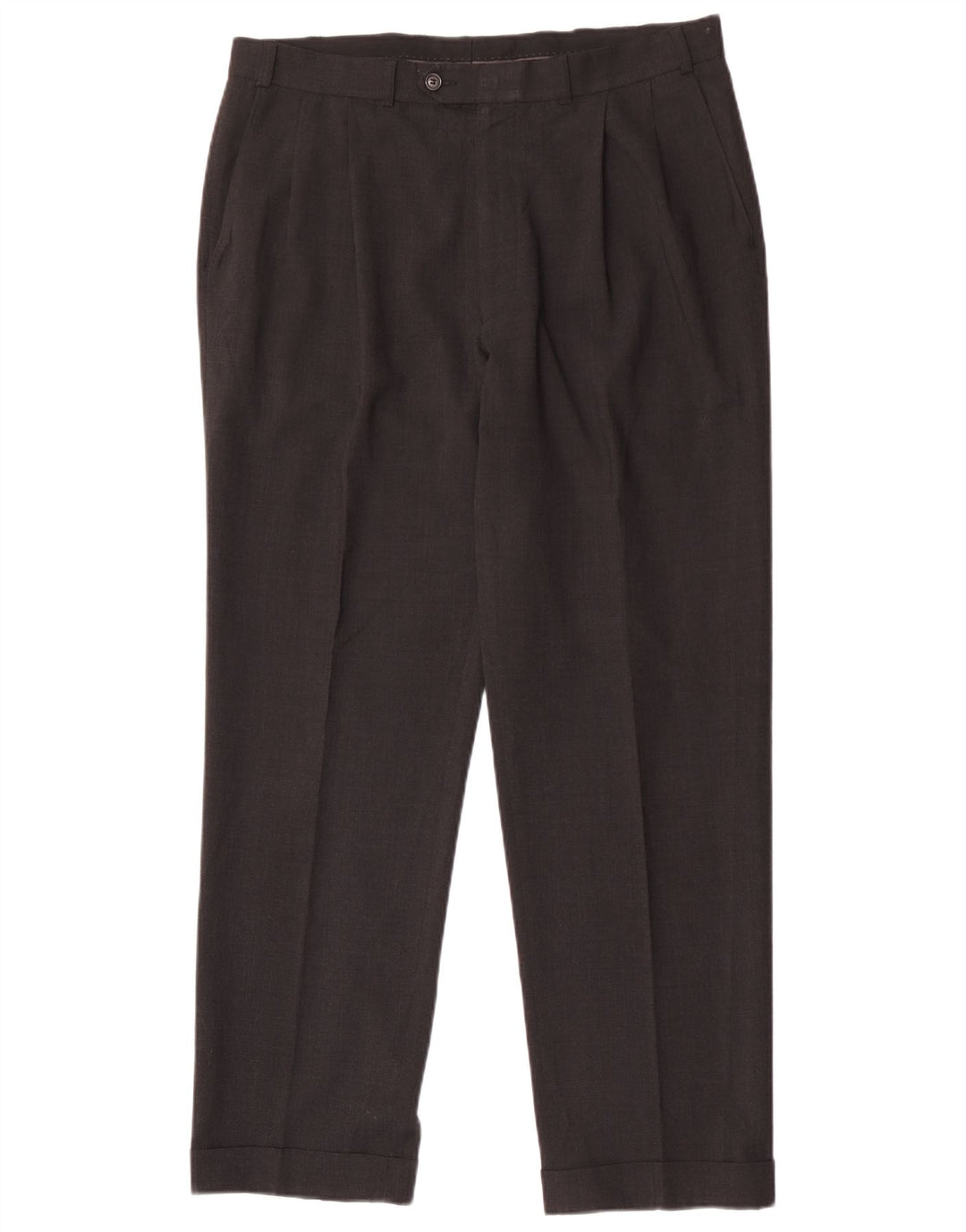 Marks & Spencer Pantalón de traje con pinzas para hombre W36 L31 Poliéster gris