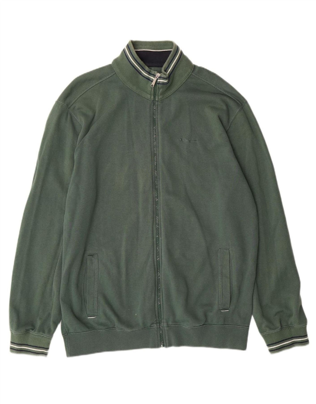 CHAMPION Mens Tracksuit Top Jacket 2XL Green Cotton