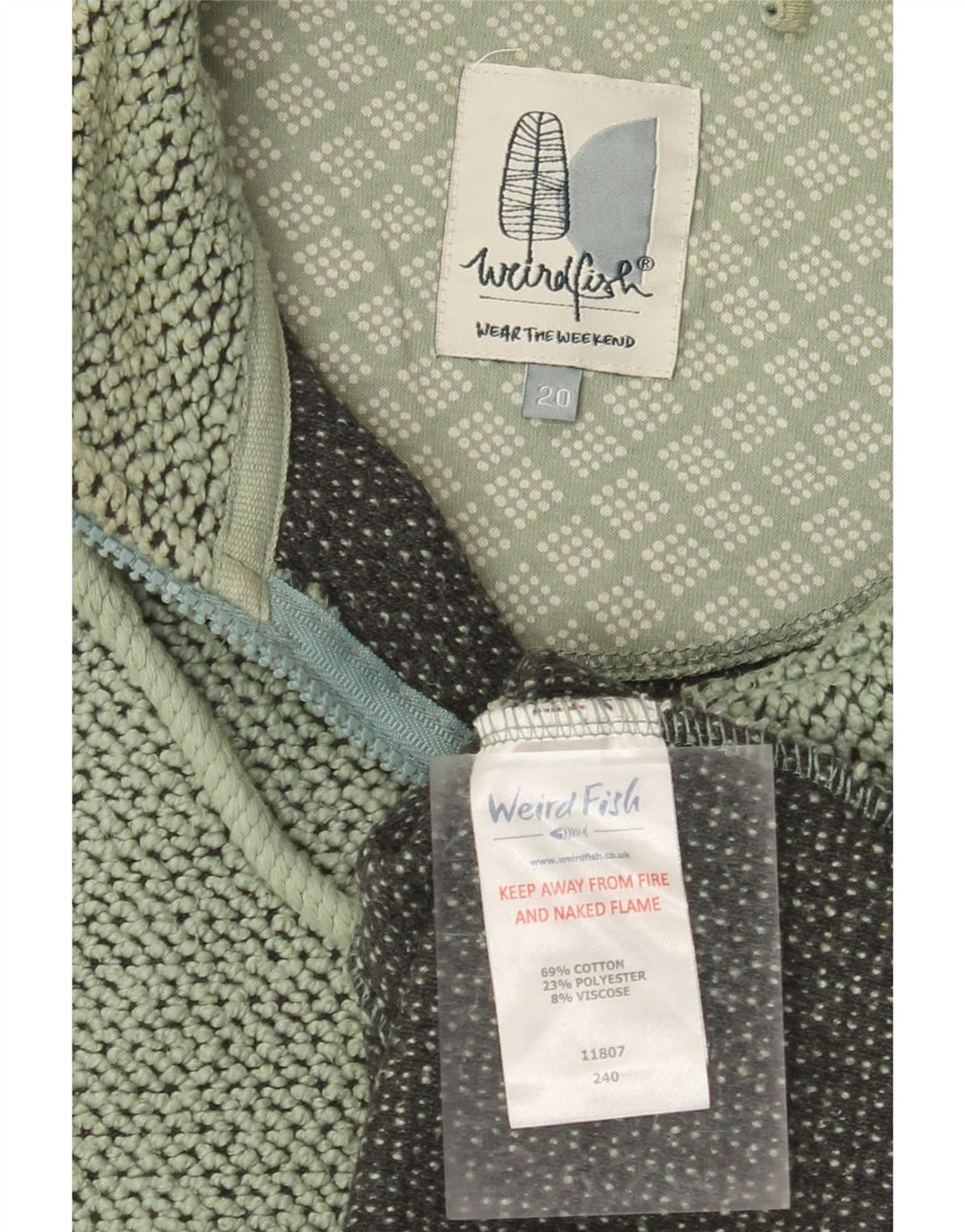 WEIRD FISH Chaqueta de chándal para mujer UK 20 2XL Algodón verde