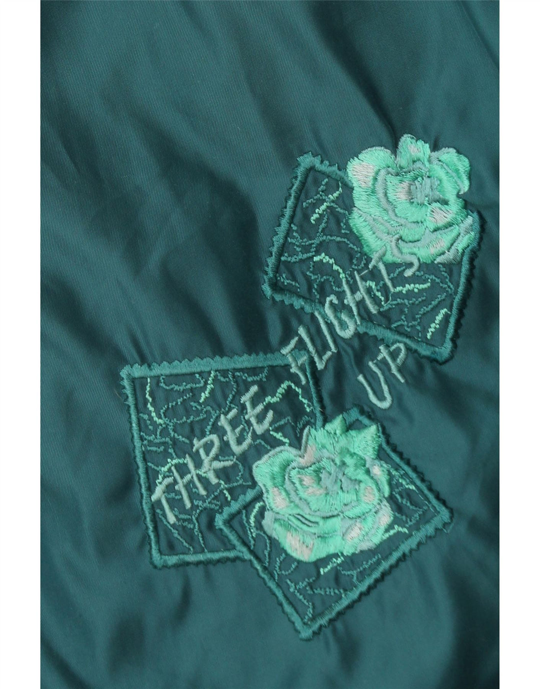 VINTAGE Chaqueta reversible gráfica de gran tamaño para mujer Reino Unido 16 Turquesa grande