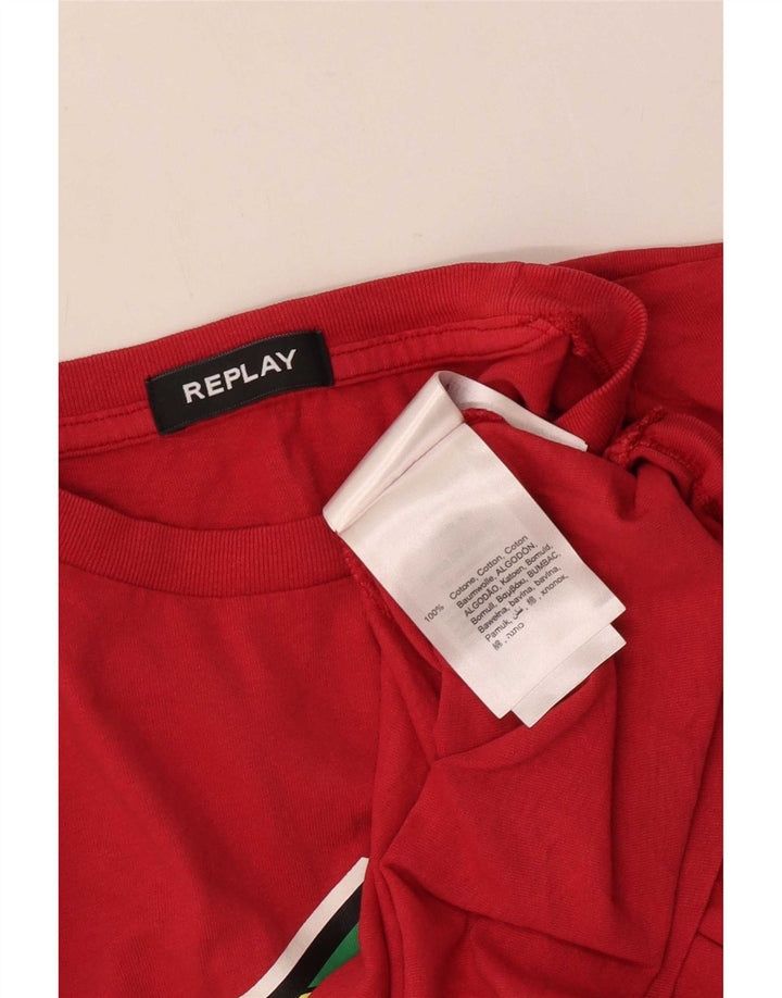 Replay Camiseta gráfica para hombre Top 2XL Algodón rojo