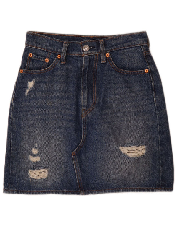 Levi's Falda Vaquera Desgastada W24 XS Algodón Azul Mujer