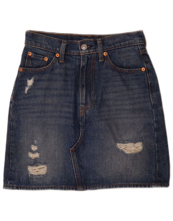 Levi's Falda Vaquera Desgastada W24 XS Algodón Azul Mujer