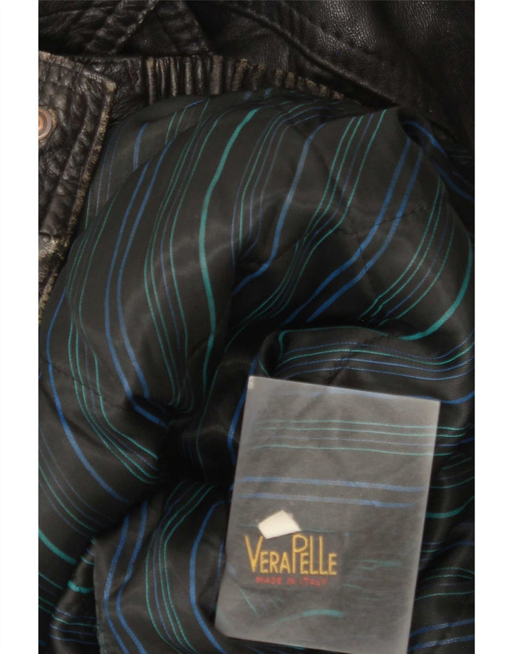 Vintage hombres chaqueta de cuero Reino Unido 40 grande negro