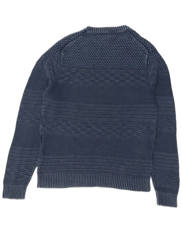 Tommy Hilfiger Jersey de cuello redondo para hombre, talla 2XL, lino geométrico azul