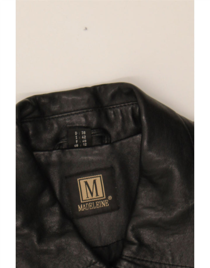 MADELEINE Womens Leather Coat UK 12 Medium Black Leather Vintage Madeleine and Second-Hand Madeleine from Messina Hembry 
