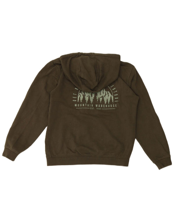 Mountain Warehouse Suéter con capucha y cremallera gráfica para hombre Algodón caqui pequeño