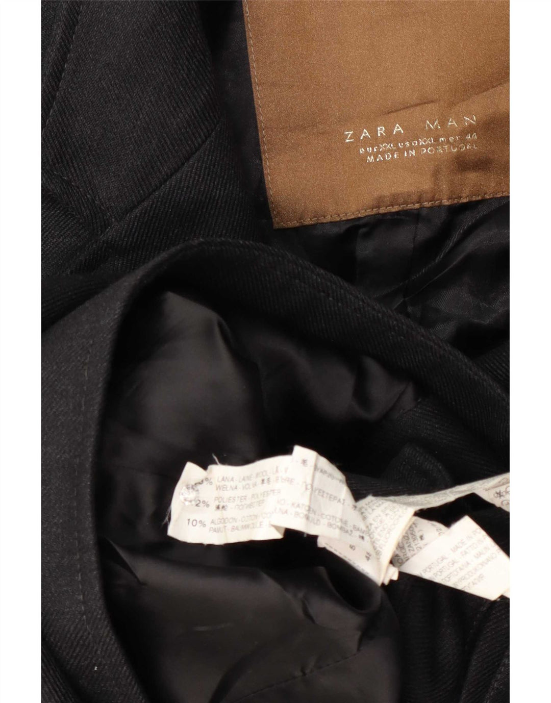 Zara Hombre Abrigo UK 44 2XL Lana Azul Marino