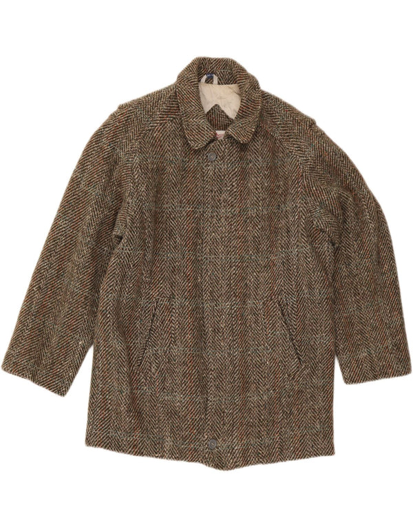 FACIBA Mens Overcoat IT 50 Large Brown Herringbone Wool