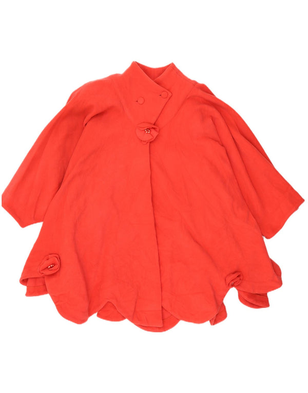 Vintage mujer Poncho abrigo Reino Unido 20 2XL rojo