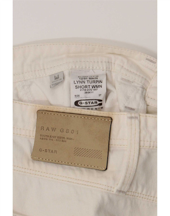 Pantalones cortos vaqueros G-Star W27 Small de algodón blanco para mujer