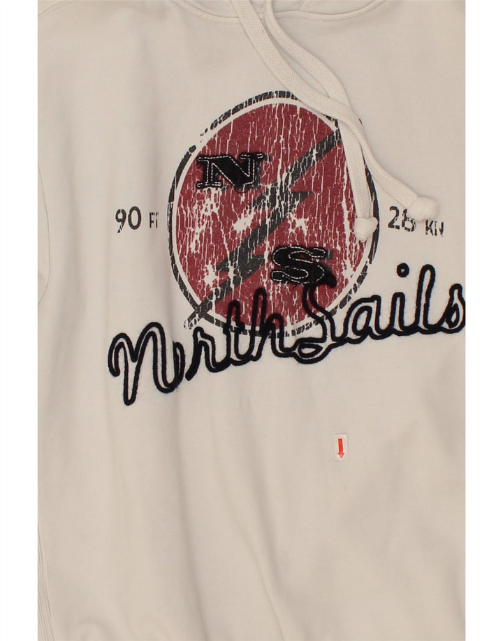 NORTH SAILS Mens Graphic Hoodie Jumper Large White Cotton Vintage North Sails and Second-Hand North Sails from Messina Hembry 