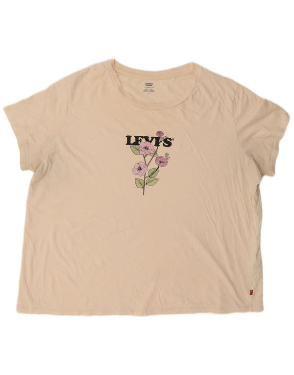 Levi's Camiseta gráfica para mujer Top UK 22 3XL Algodón blanco roto