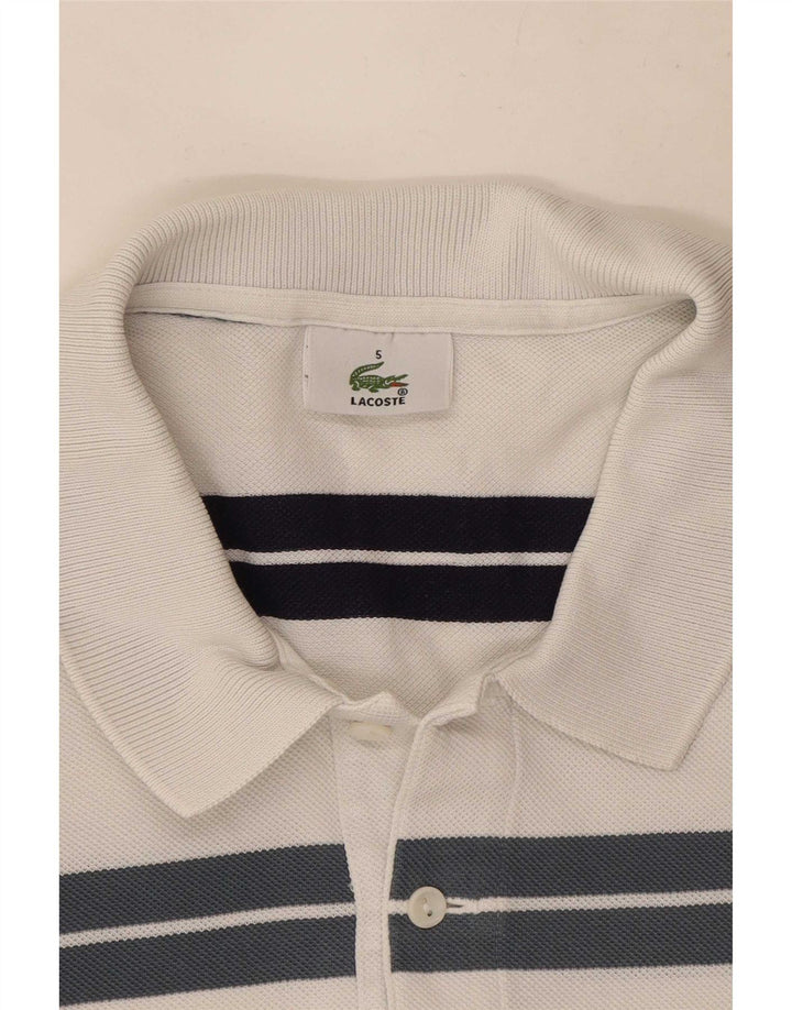 Polo Lacoste para hombre talla 5 grande blanco a rayas