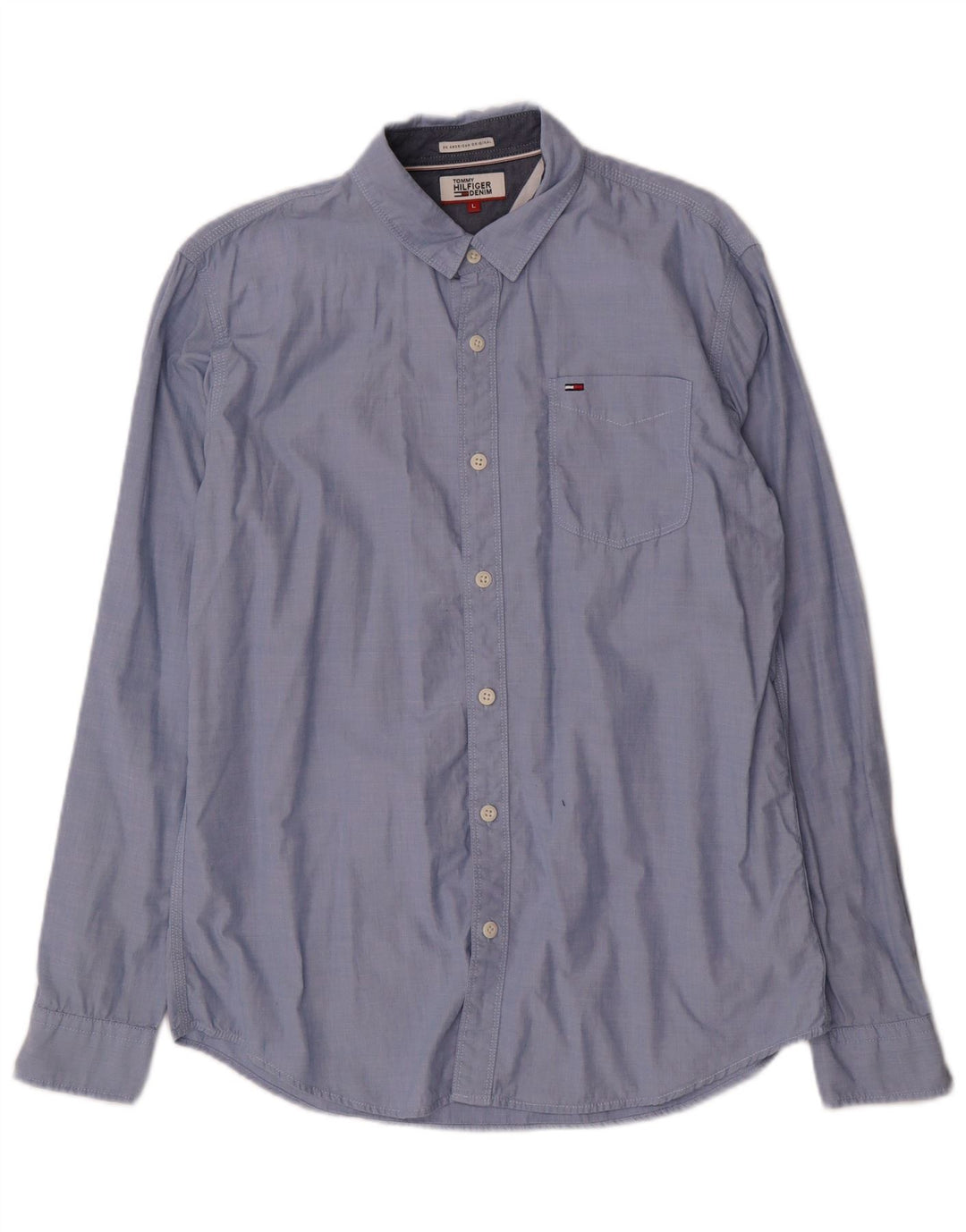TOMMY HILFIGER Camisa para hombre Grande Azul Algodón