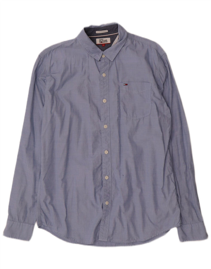 TOMMY HILFIGER Camisa para hombre Grande Azul Algodón