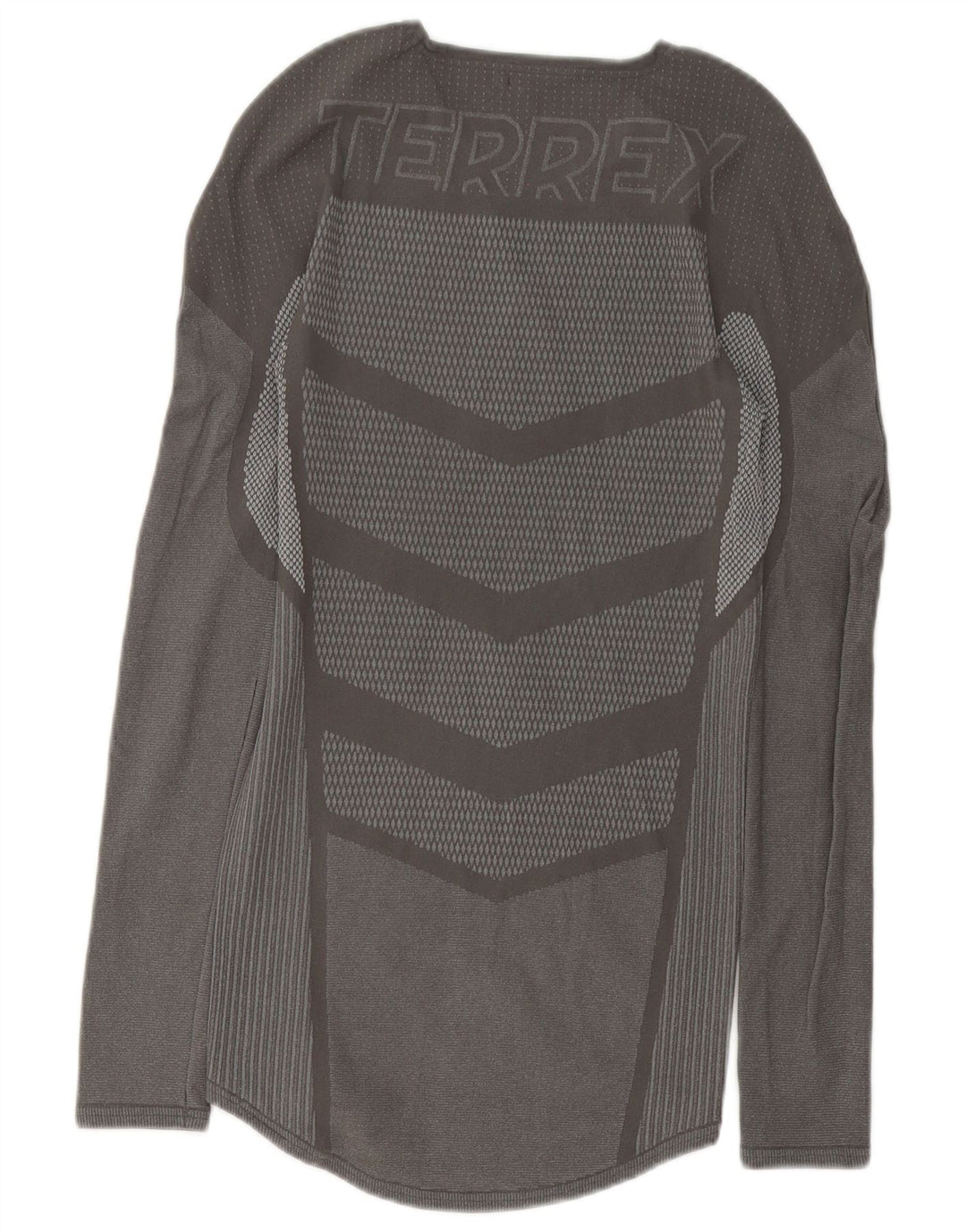 Adidas Hombre Terrex Graphic Top Manga Larga Poliéster Geométrico Gris Medio