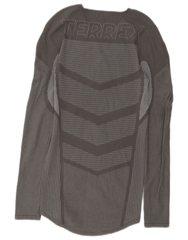Adidas Hombre Terrex Graphic Top Manga Larga Poliéster Geométrico Gris Medio