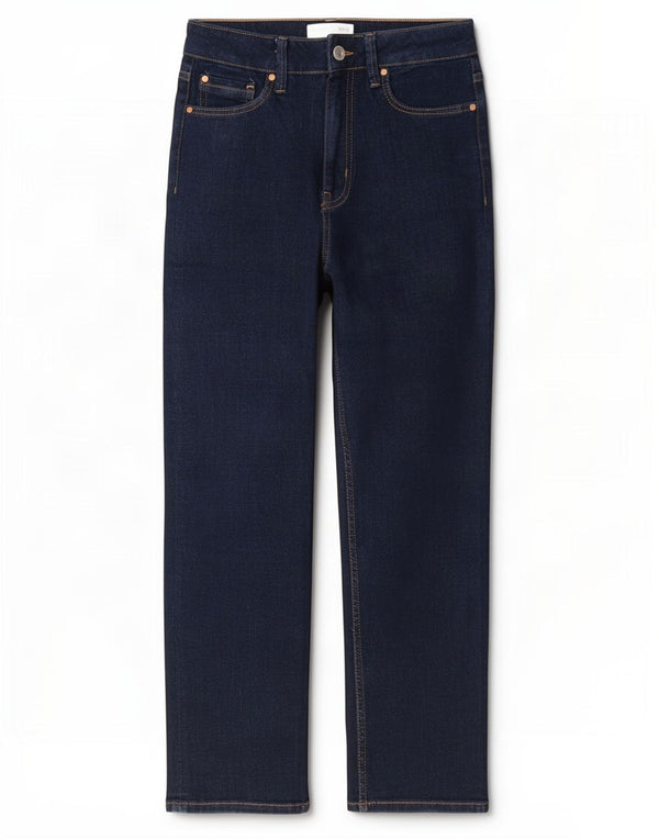 Marks & Spencer Jeans Rectos Cortos para Mujer UK 10 Small W27 L26 Azul Marino