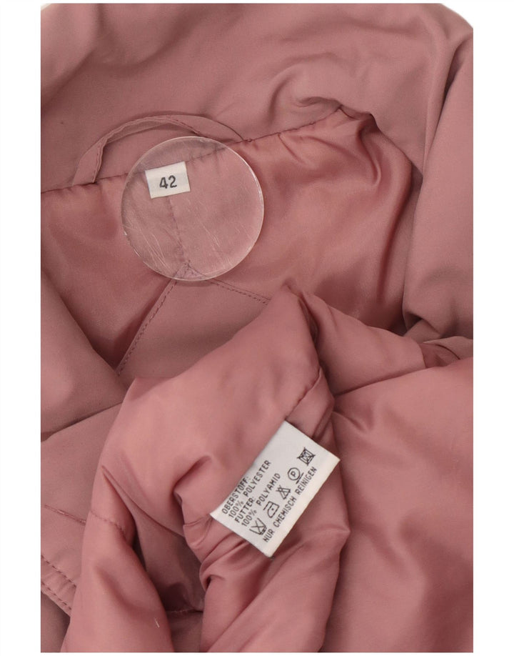 Vintage mujer oversize cortavientos abrigo EU 42 poliéster rosa grande