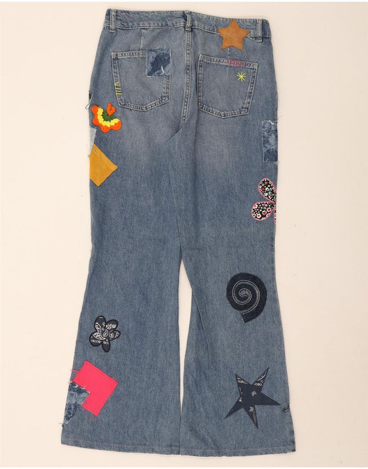 Vaqueros Desigual Mujer Acampanados Grande W32 L30 Azul Patchwork Algodón